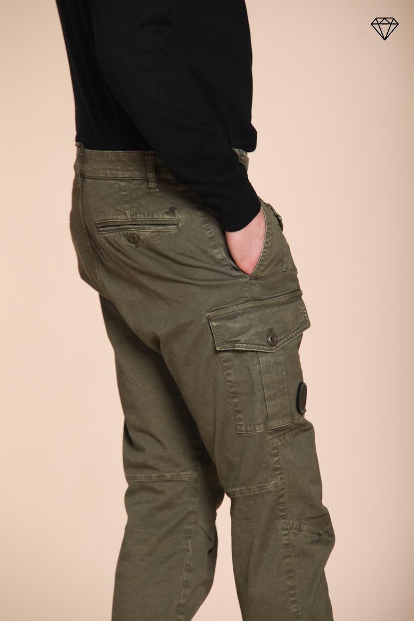 Foto 3 George Coolpocket pantalone cargo uomo in gabardina logo edition carrot fit ①