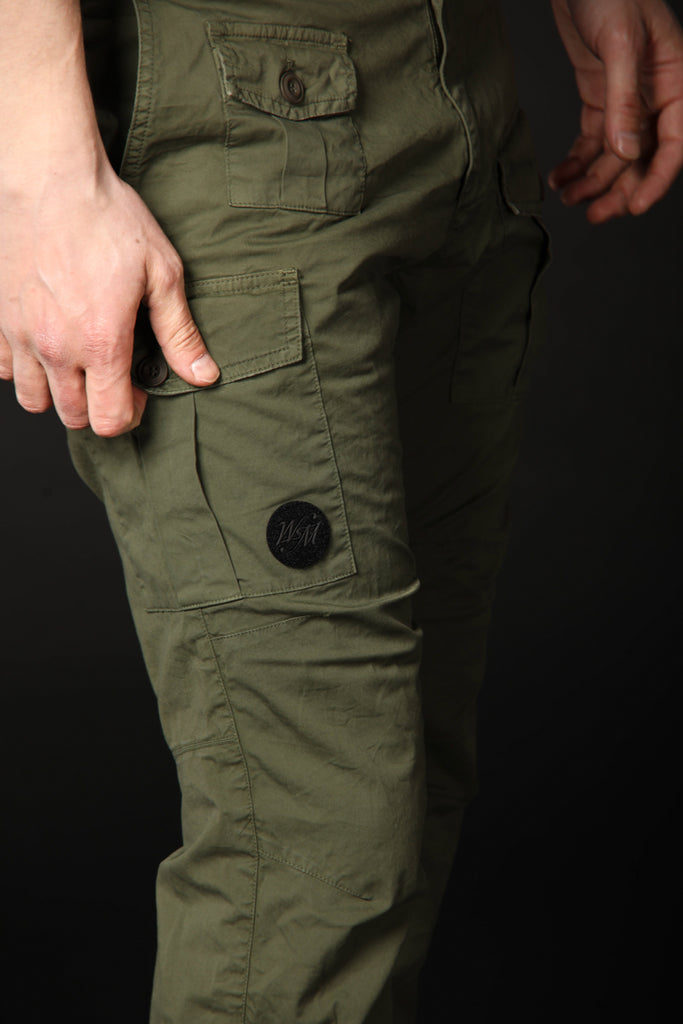 Image 3 of men's George Coolpocket model cargo pants in green, carrot fit by Mason's