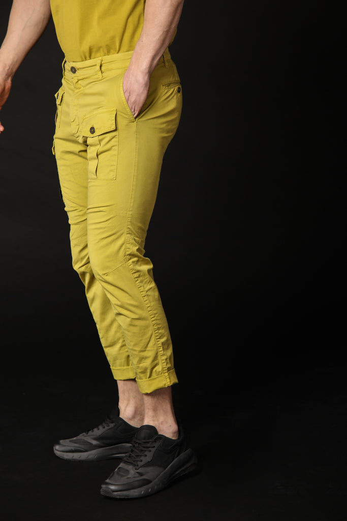 Image 2 of men's George Coolpocket model cargo pants in lime green, carrot fit by Mason's