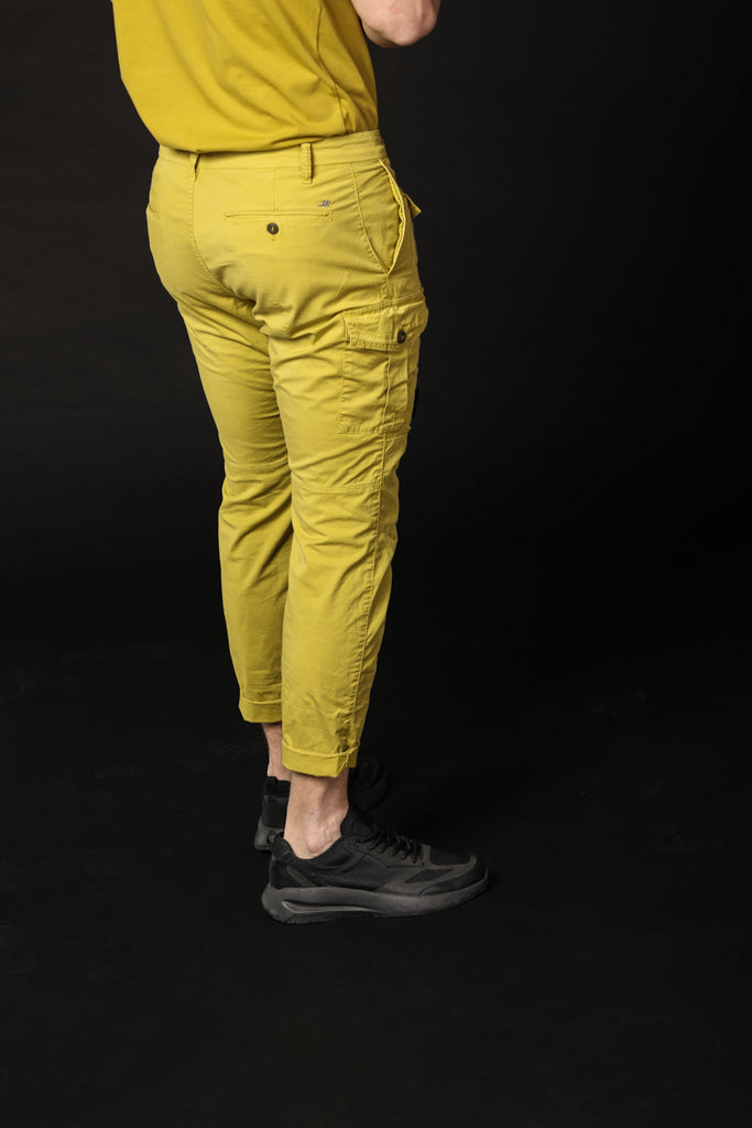Image 5 of men's George Coolpocket model cargo pants in lime green, carrot fit by Mason's