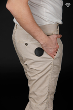 John Coolkhinos pantalón chino hombre en sarga stretch logo edition carrot fit ①