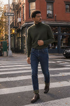 Harris pantalone 5 tasche uomo in denim fantasia galles slim fit