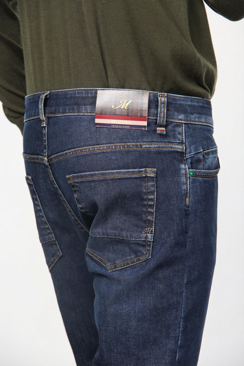 Harris pantalone 5 tasche uomo in denim fantasia galles slim fit