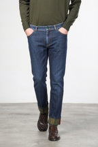 Harris pantalone 5 tasche uomo in denim fantasia galles slim fit