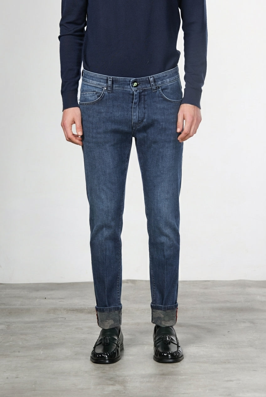 Harris pantalone 5 tasche uomo in denim fantasia camouflage slim fit