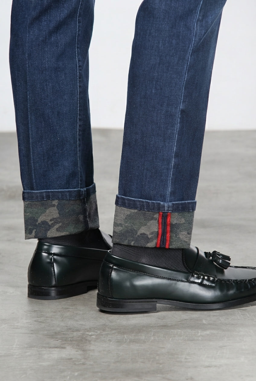 Harris pantalone 5 tasche uomo in denim fantasia camouflage slim fit