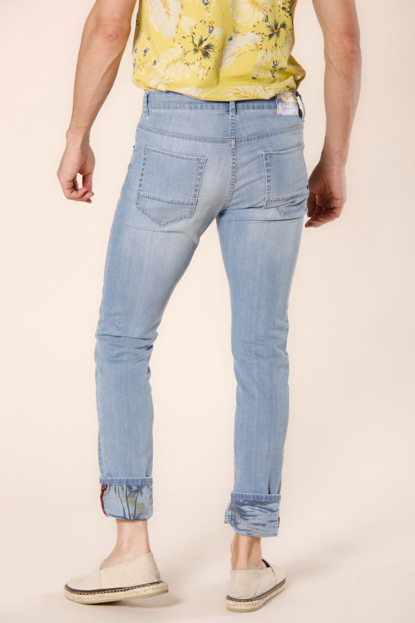 Harris man 5-pocket pants in denim with flower pattern details slim