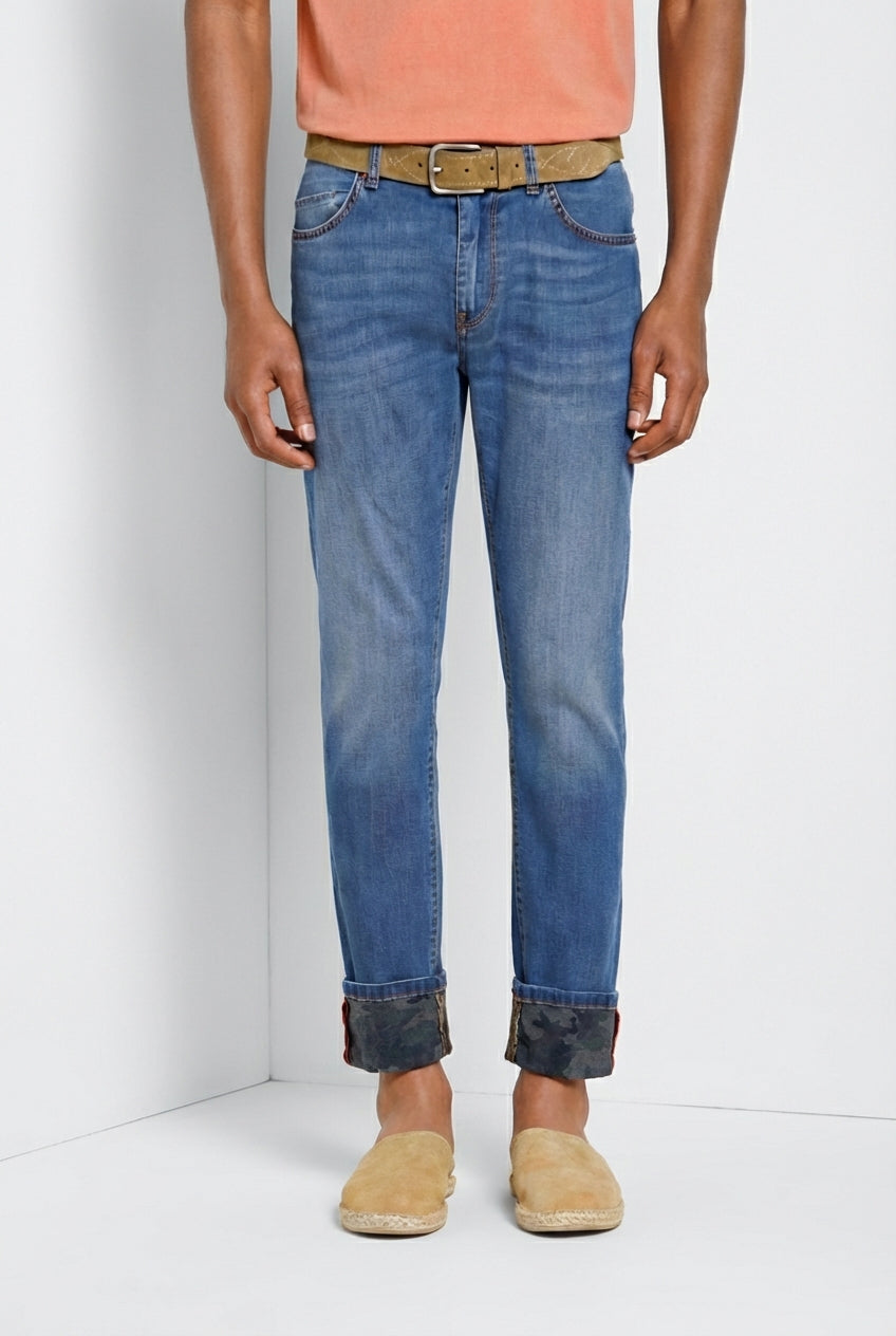 Harris pantalon 5 poches homme en denim imprimé camouflage slim fit