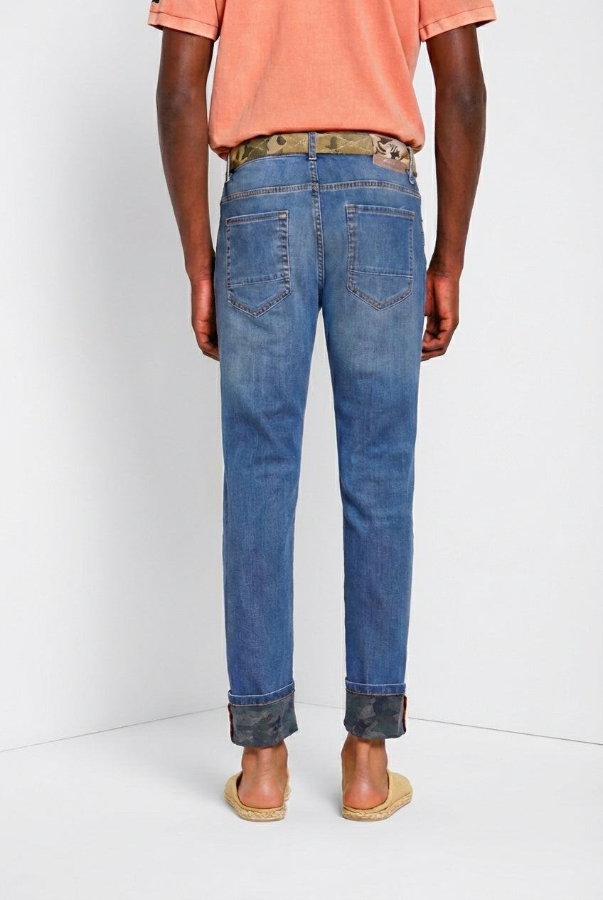 Harris Hose 5-Pocket Herren aus Denim Camouflage-Druck slim fit