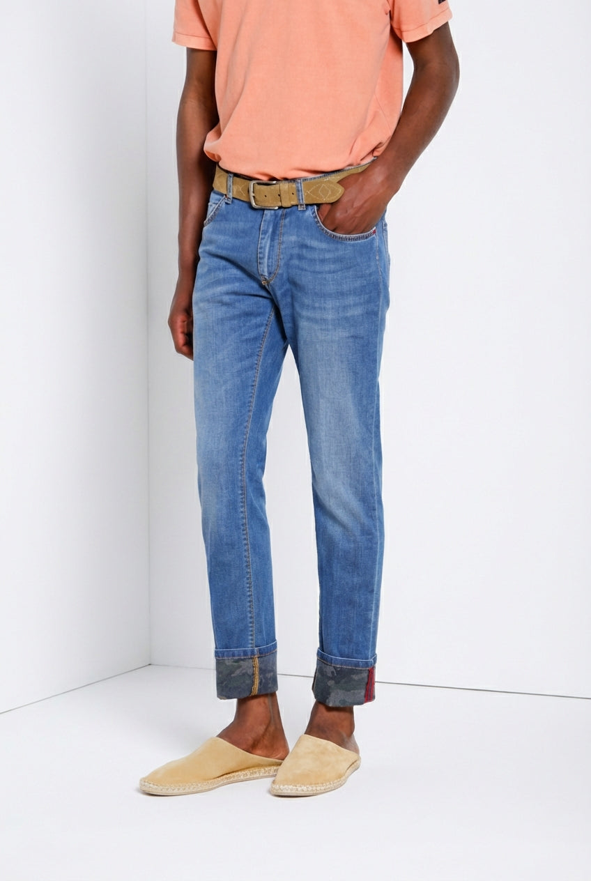 Harris pantalon 5 poches homme en denim imprimé camouflage slim fit