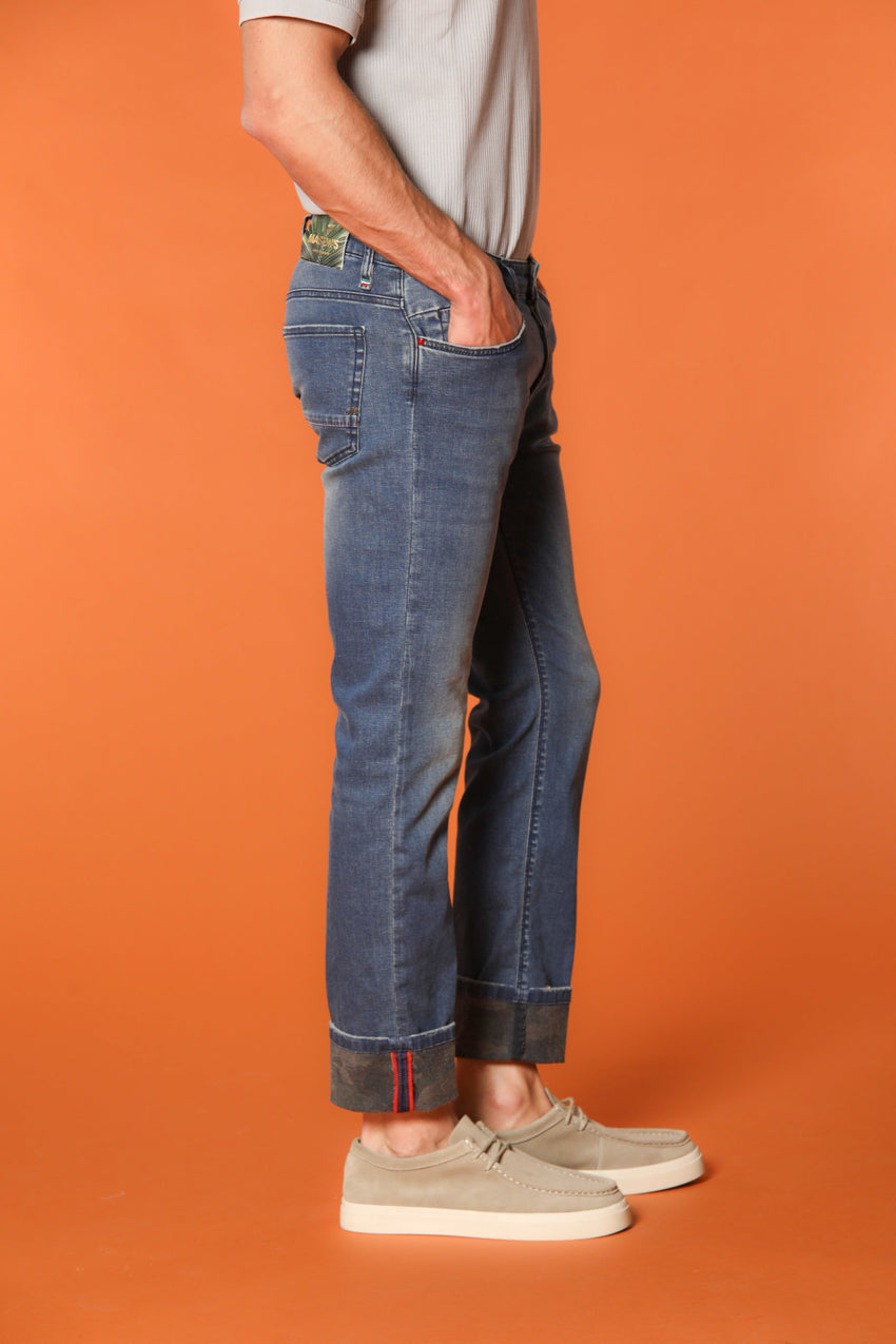 Harris 5 Tasche pantalone uomo denim con stampa interna mimetica slim fit