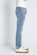 Harris pantalón 5 bolsillos hombre en denim lavado claro estampado Hawaii slim fit