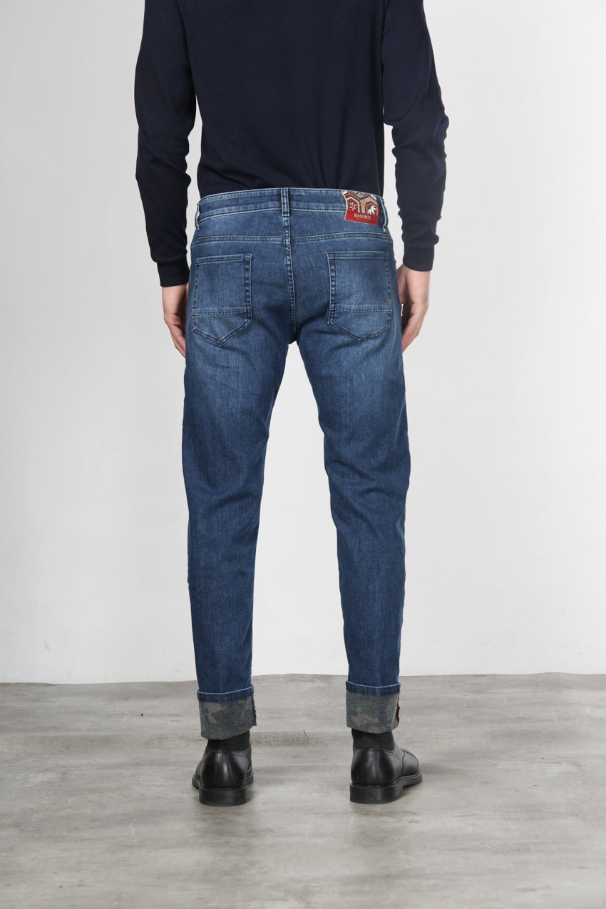 Harris pantalone 5 tasche uomo in denim fantasia camouflage regular fit