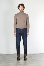 Harris pantalone 5 tasche uomo in denim fantasia galles regular fit