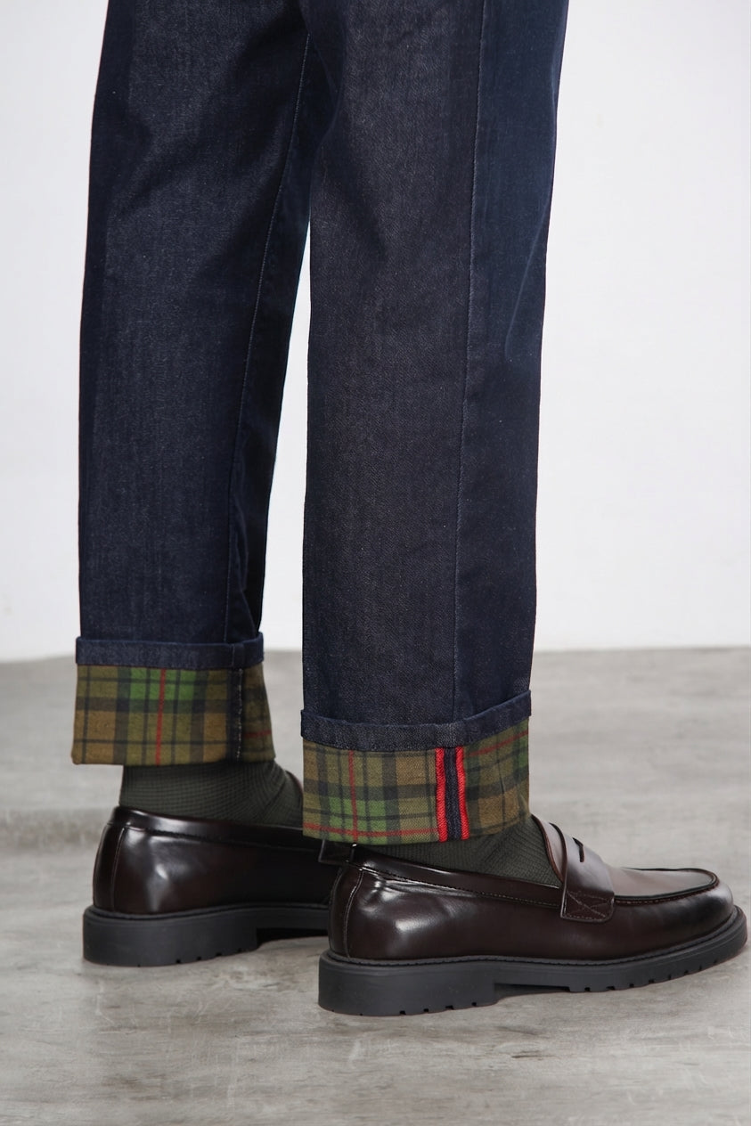 Harris pantalone 5 tasche uomo in denim fantasia galles regular fit