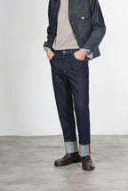 Harris pantalone 5 tasche uomo in tecno denim stretch carrot fit