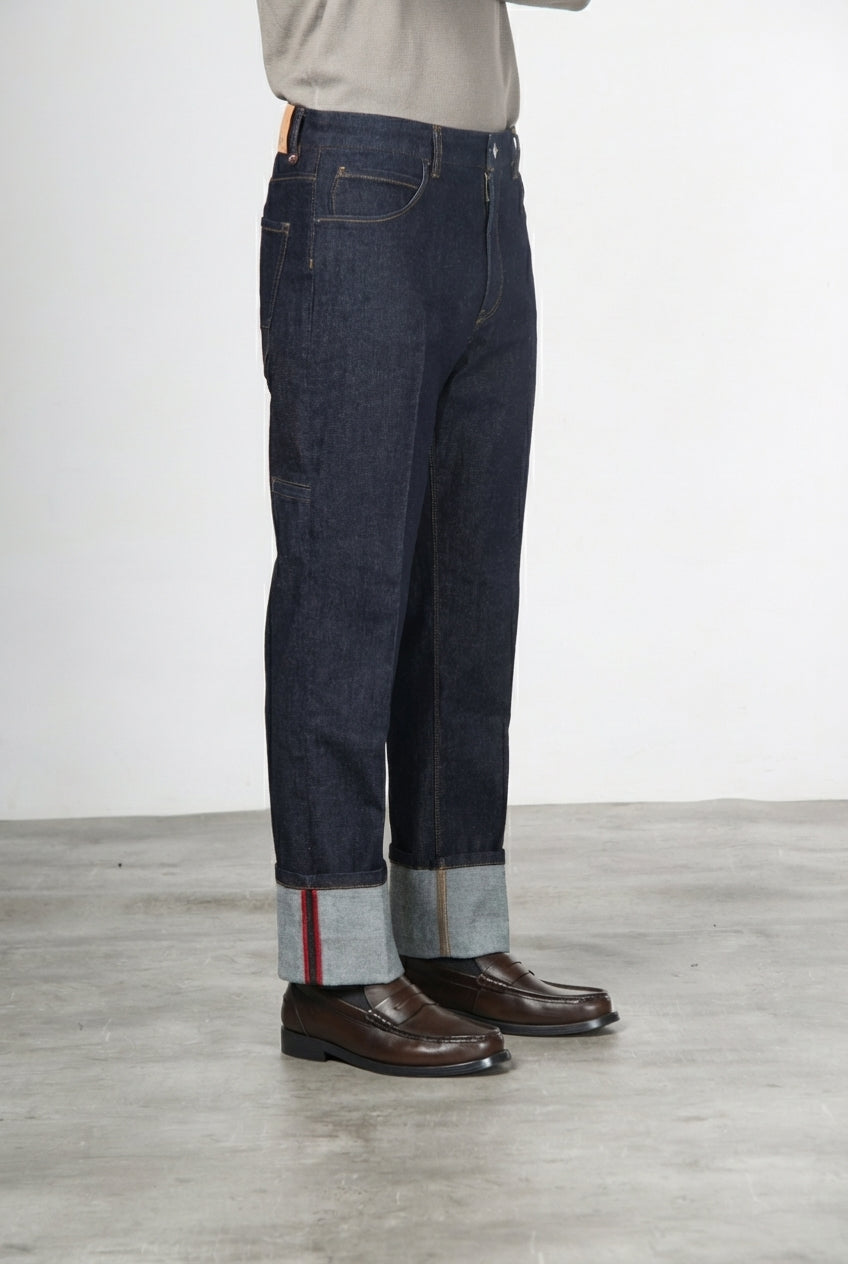 Harris pantalone 5 tasche uomo in tecno denim stretch carrot fit