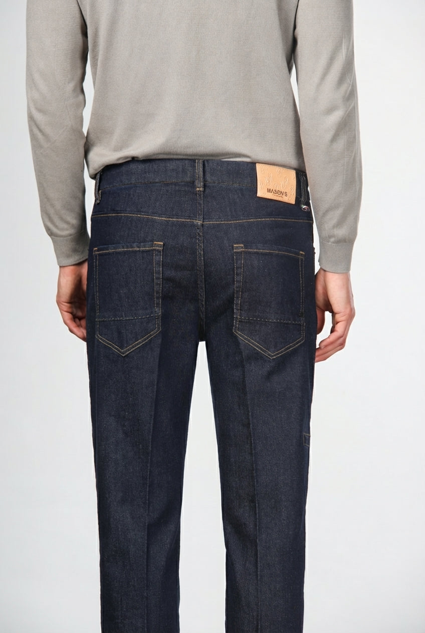 Harris pantalone 5 tasche uomo in tecno denim stretch carrot fit