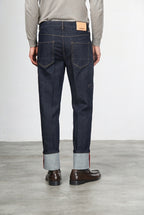 Harris pantalone 5 tasche uomo in tecno denim stretch carrot fit