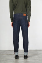 Harris pantalone 5 tasche uomo in tecno denim stretch carrot fit