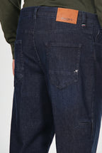 Harris pantalone 5 tasche uomo in tecno denim stretch carrot fit