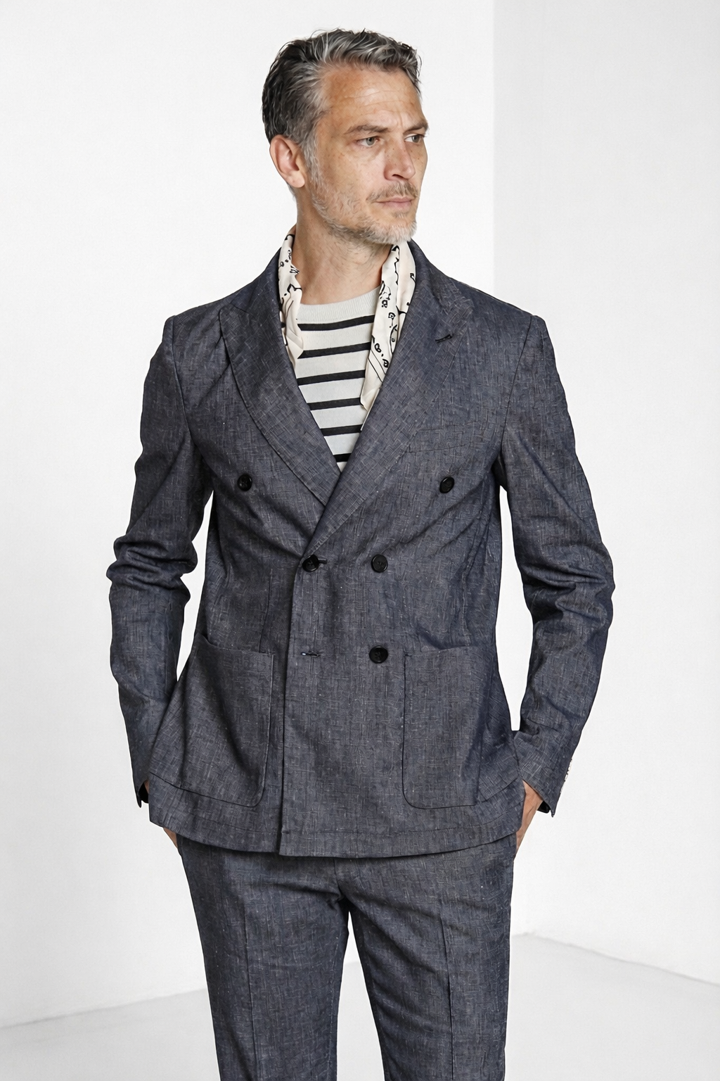 Summer Jacket blazer uomo doppiopetto in denim