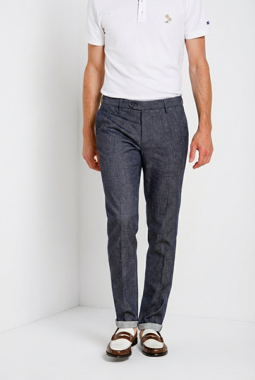 Milano pantalón chino hombre en denim extra slim fit