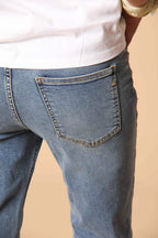 Agnes 5-pocket women's Pants in blue stretch denim regular fit