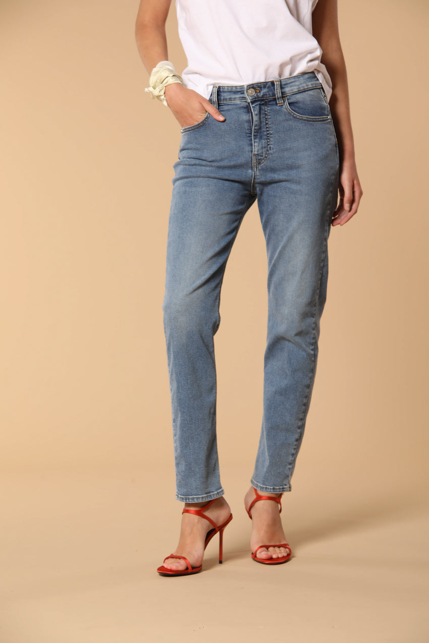 Agnes 5-pocket women's Pants in blue stretch denim regular fit