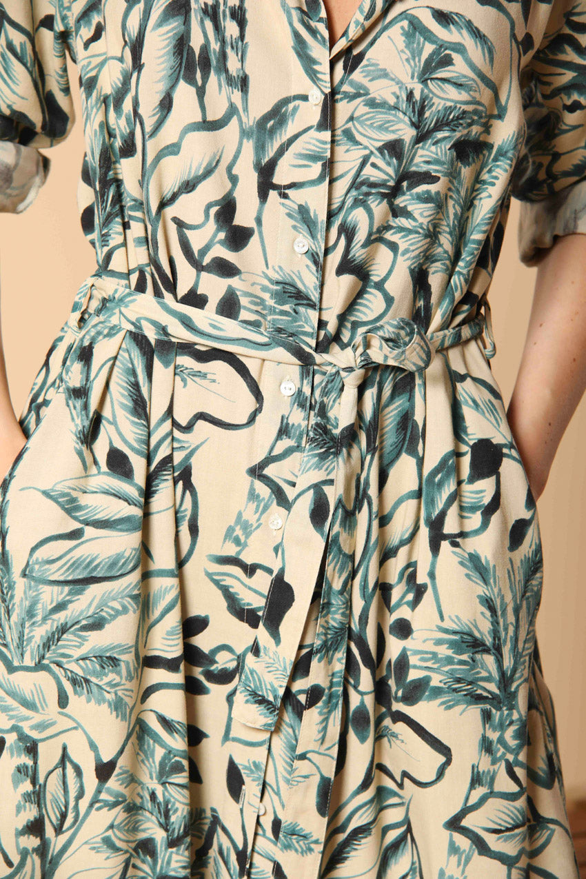 Colette Dress vestido largo en mixto-lino viscosacon estampado floral 