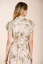 Yoko robe femme en toile mélange lin et viscose motif floral