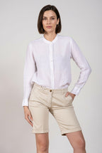 New York bermuda chino femme en satin stretch slim fit