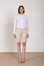 New York bermuda chino femme en satin stretch slim fit