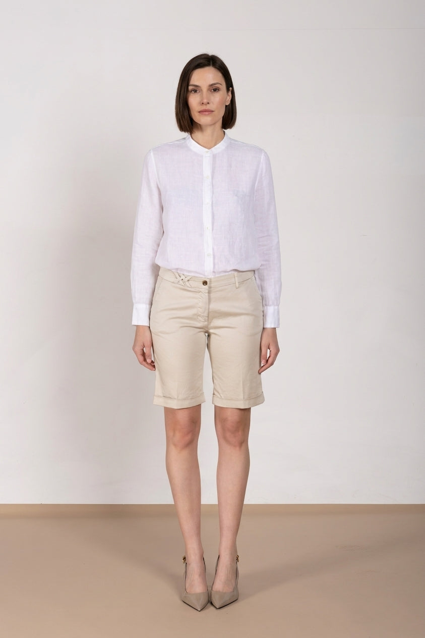 New York bermuda chino femme en satin stretch slim fit