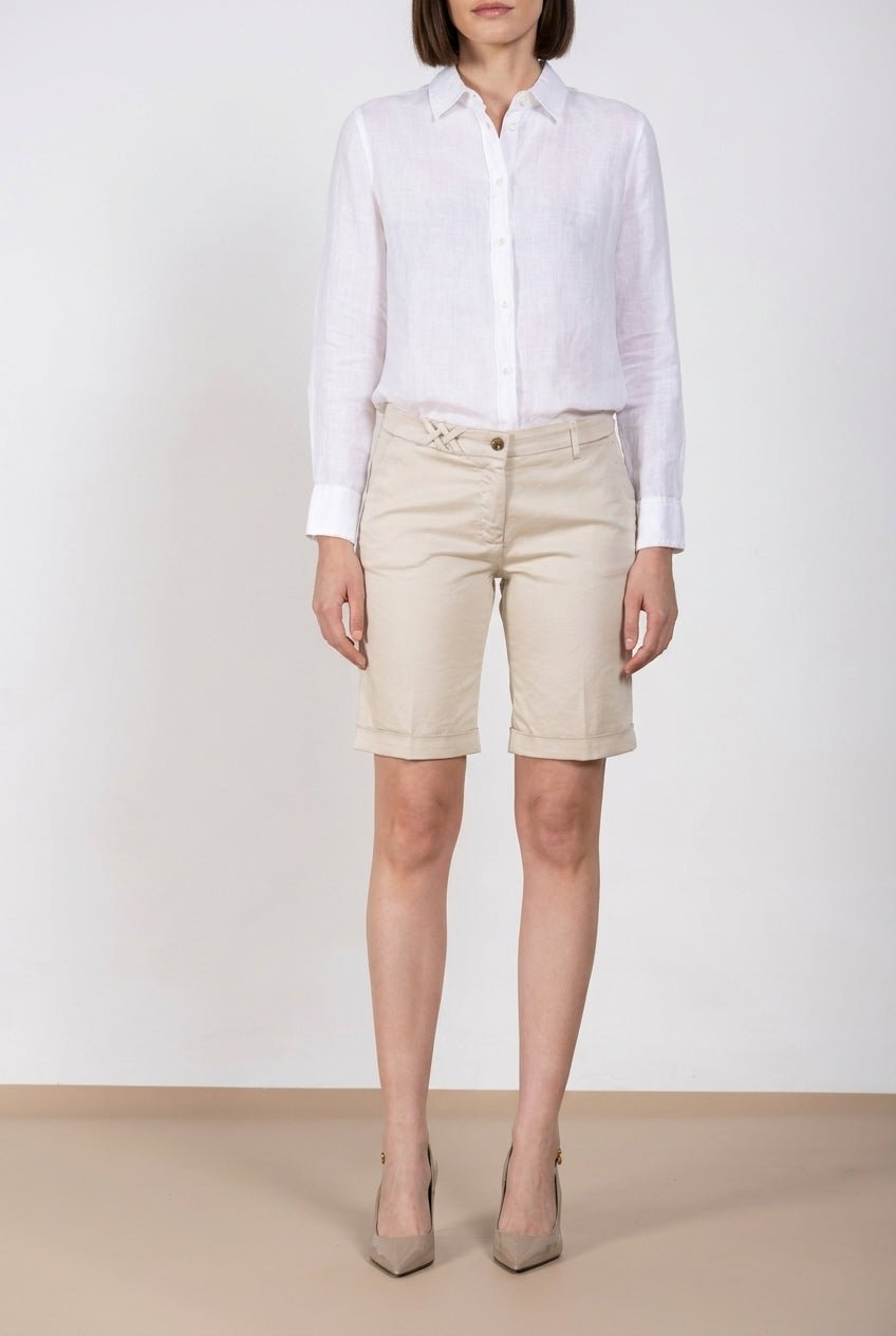 New York bermuda chino femme en satin stretch slim fit