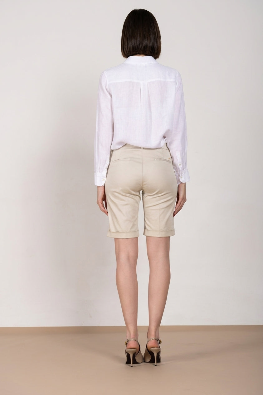 New York bermuda chino femme en satin stretch slim fit