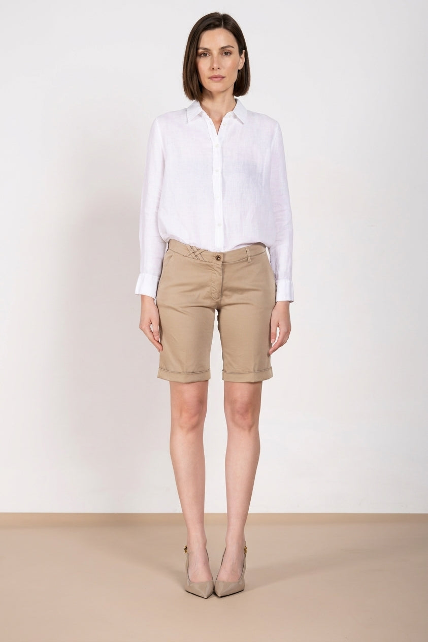 New York bermuda chino femme en satin stretch slim fit