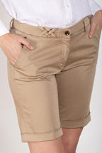 New York bermuda chino femme en satin stretch slim fit