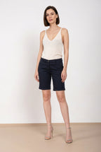 New York women's chino bermuda in stretch satin slim fit