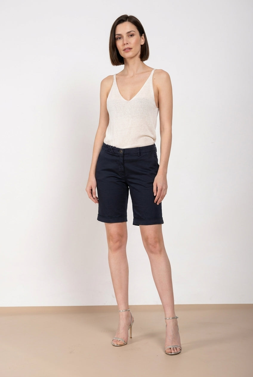 New York Bermuda Chino Damen aus Stretch-Satin slim fit