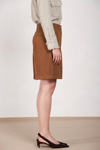Brigitte Bermuda Chino Dame aus geflammter Baumwolle und Leinen relaxed fit