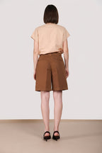 Brigitte Bermuda Chino Dame aus geflammter Baumwolle und Leinen relaxed fit