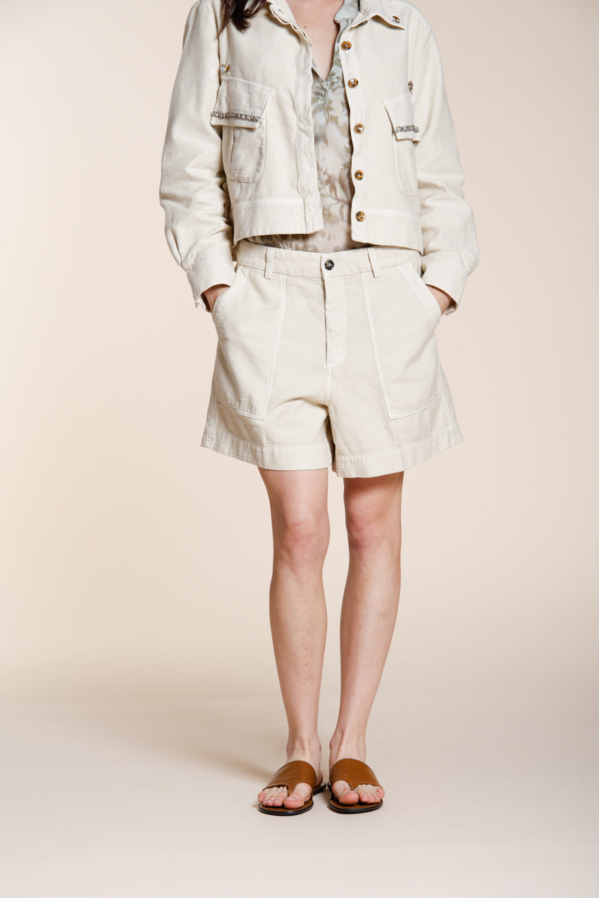 Dallas bermuda cargo mujer de algodón flameado relaxed fit