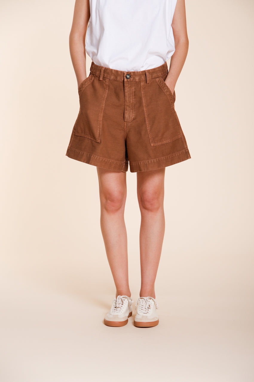 Dallas bermuda cargo mujer en algodón flameado relaxed fit