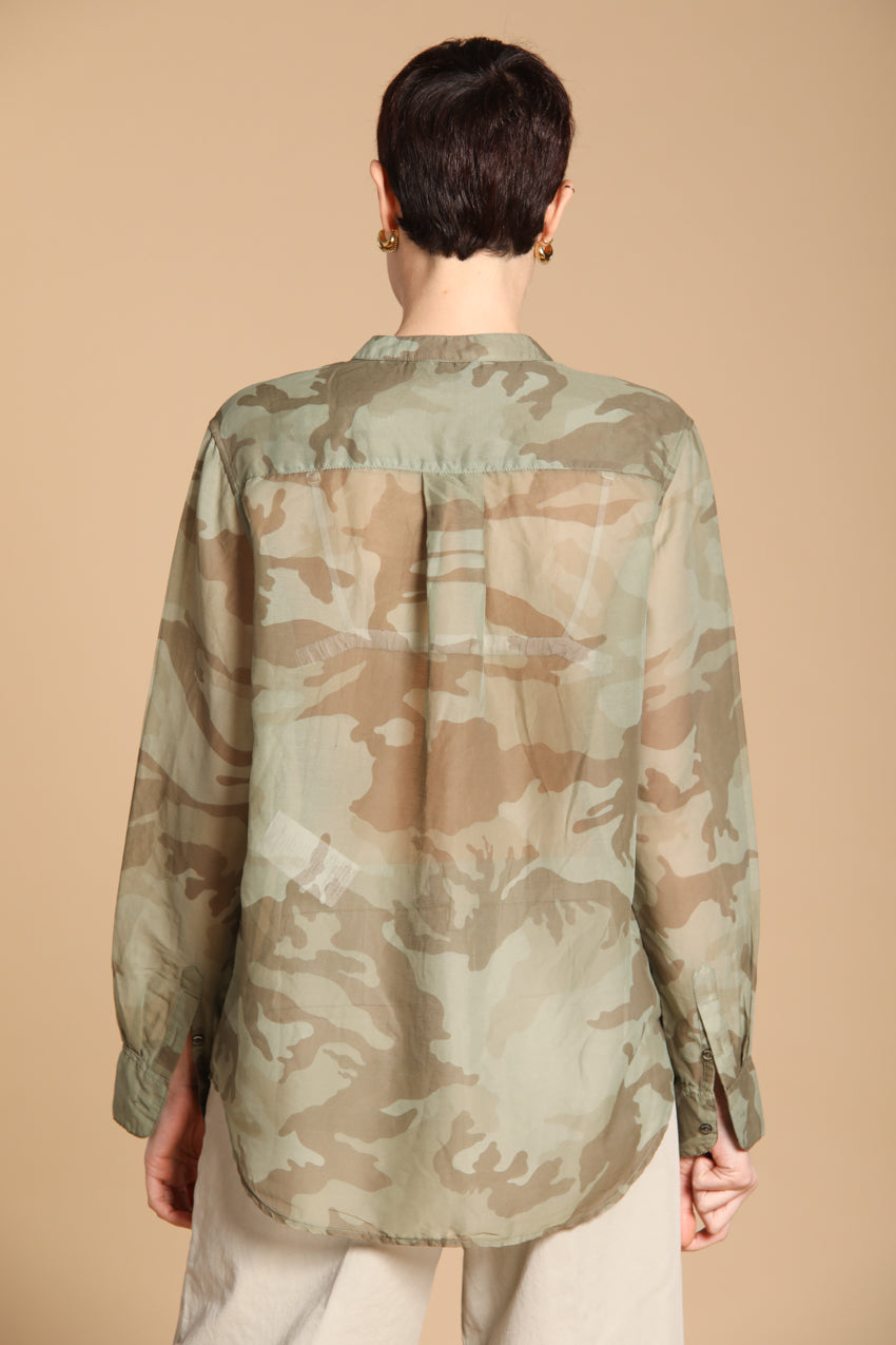Delhi camisa mujer con mangas largas en muselina con estampado camuflaje