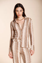 Elaisa camisa mujer manga larga en punto fantasía espiga lurex