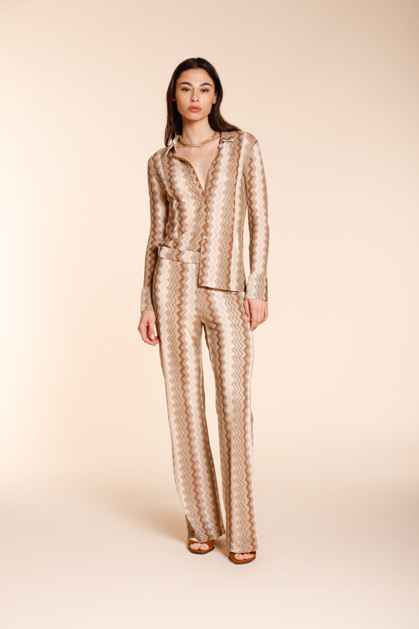 Elaisa camisa mujer manga larga en punto fantasía espiga lurex