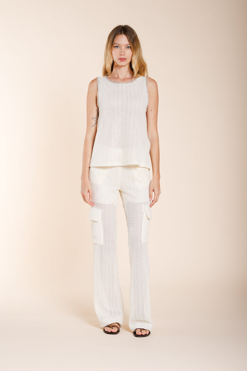 Karina chemise sans manches femme en maille crochet