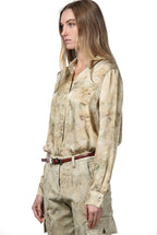 Sharon women's shirt in a viscous pattern with faded flowers