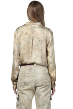 Sharon women's shirt in a viscous pattern with faded flowers